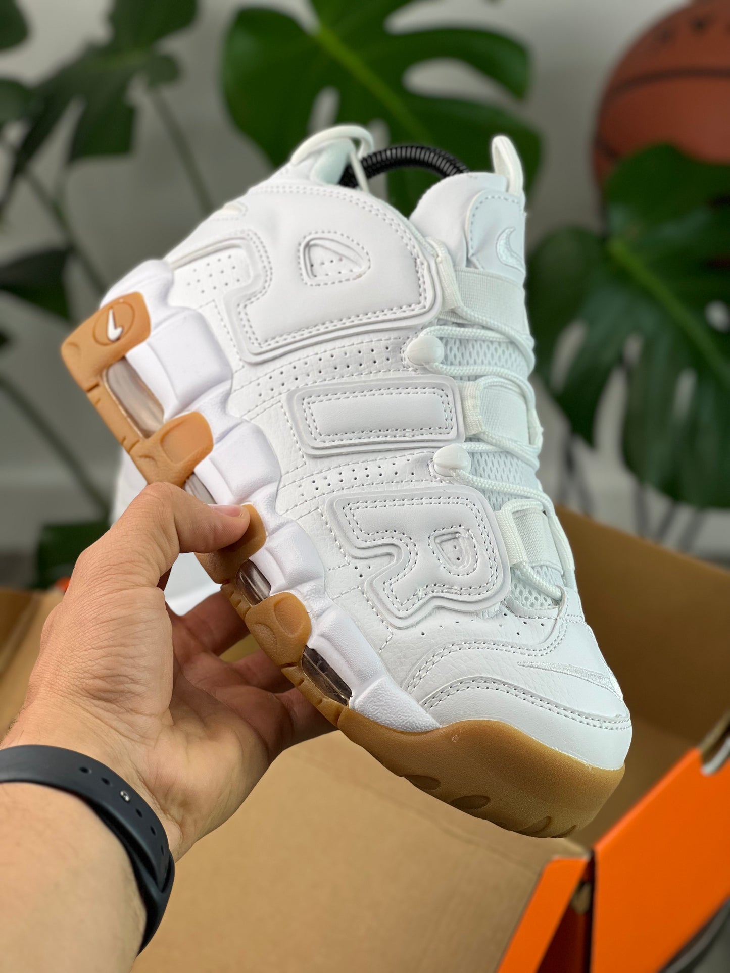 Nike Air More Uptempo - Blanca, goma