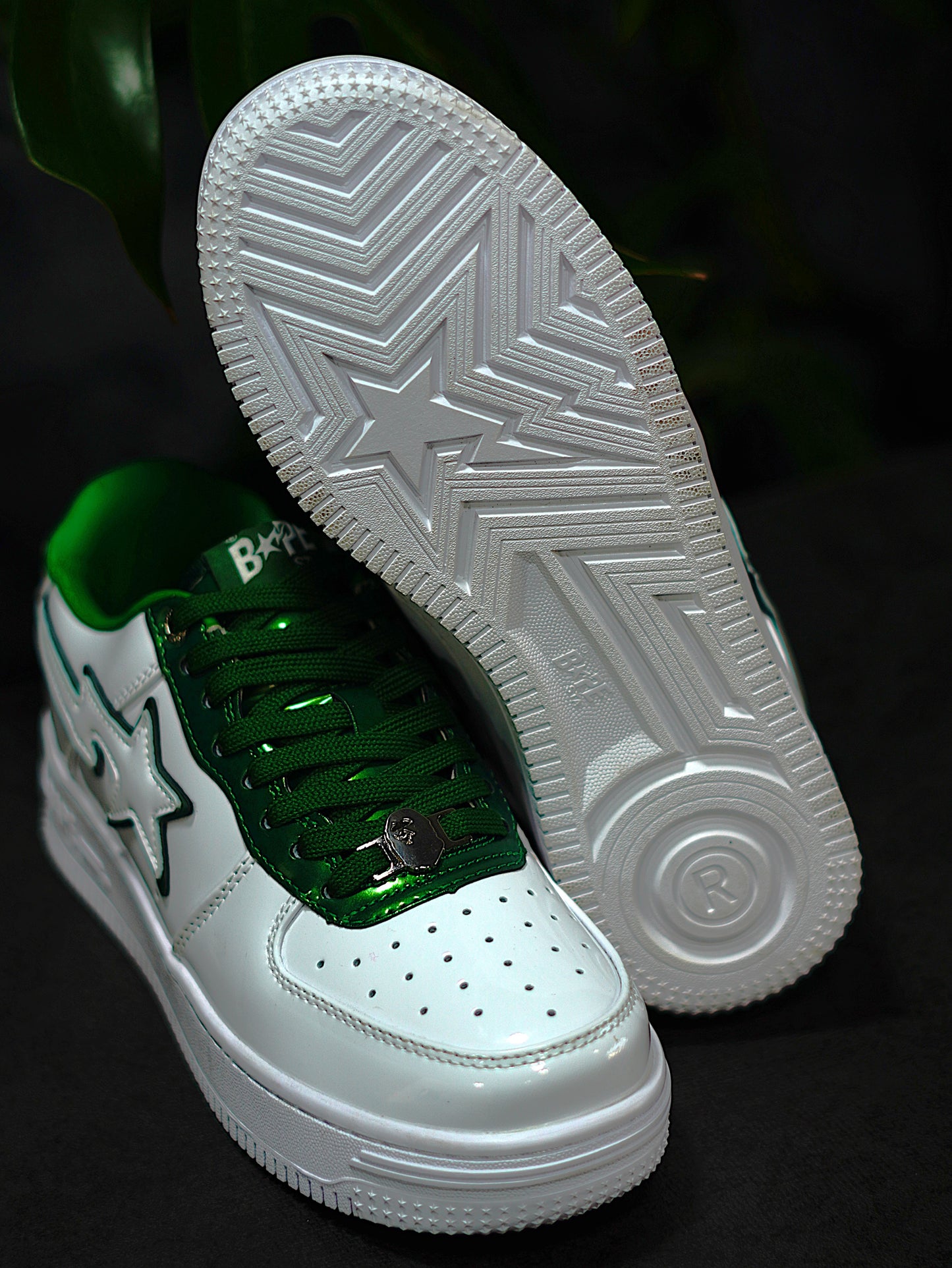 A Bathinng Ape Bape Sta 2 - Blanco, Verde, Charol