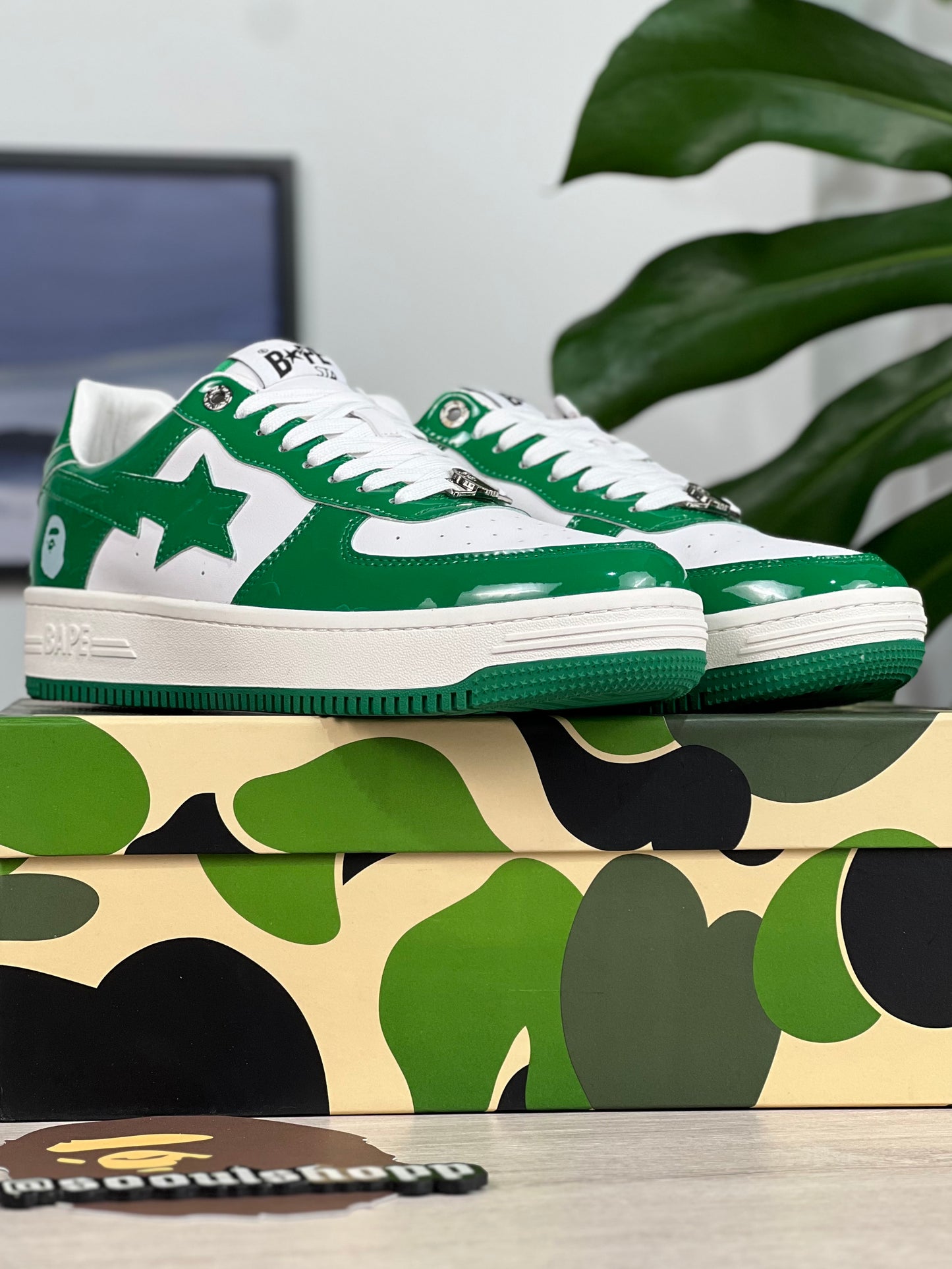 A Bathing Ape Bape Sta / white green