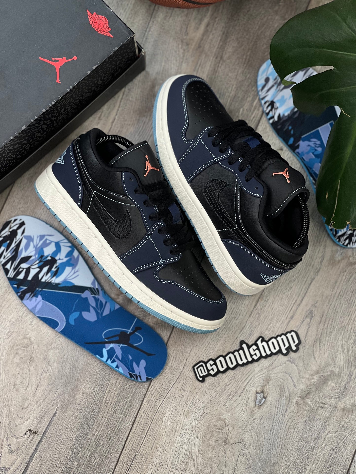 Air Jordan 1 Low " Navy/Black Snakeskin