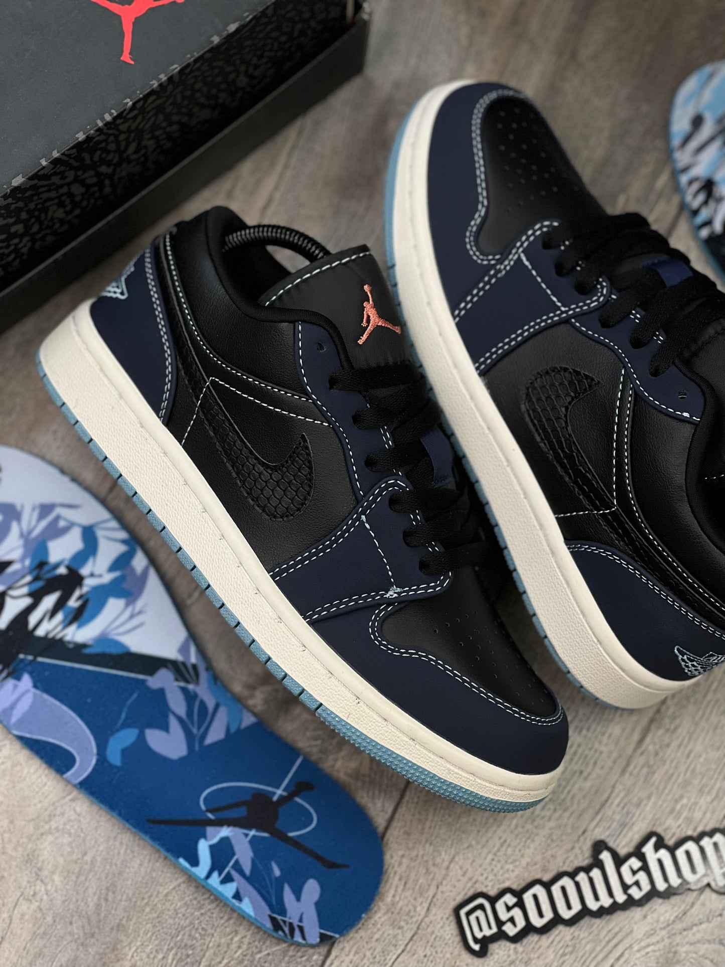 Air Jordan 1 Low " Navy/Black Snakeskin