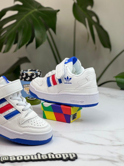 Adidas Forum Junior - Blanca, Azul, Roja