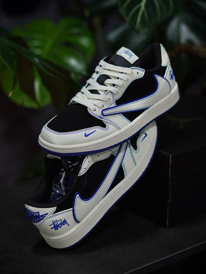 Air Jordan 1 Low Travis Supreme - Negro, Blanco, Azul