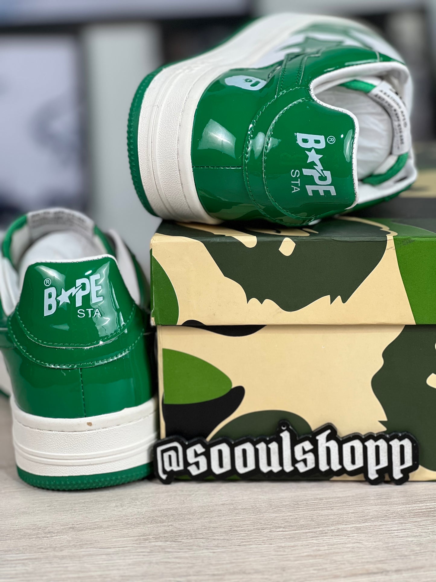 A Bathing Ape Bape Sta / white green