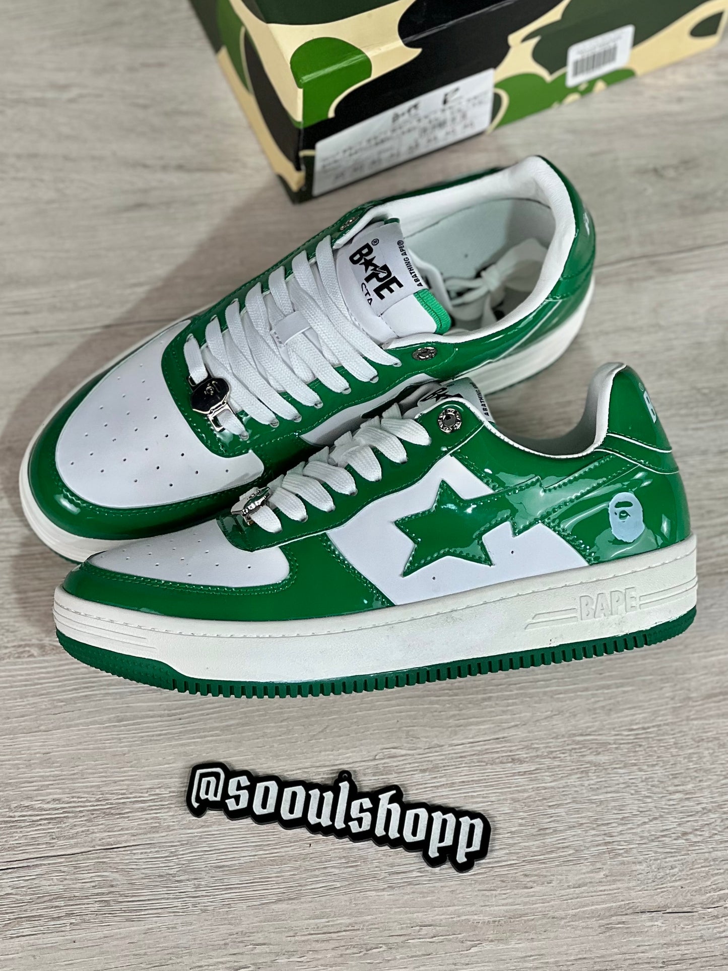 A Bathing Ape Bape Sta / white green