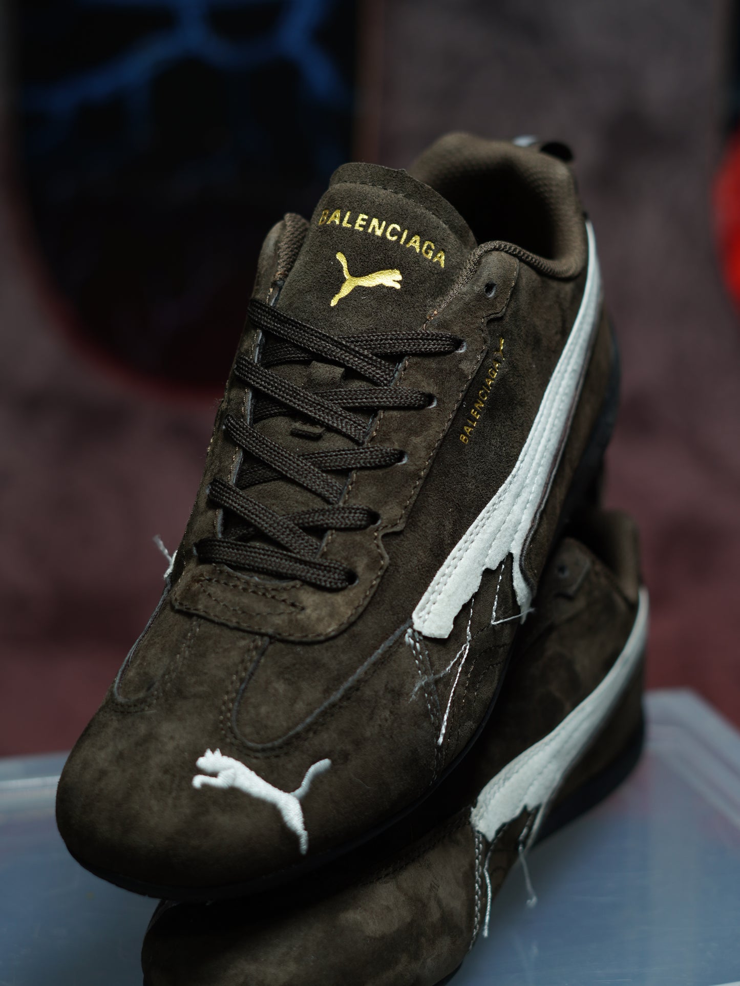 Balenciaga x Puma Speedcat Suede Distressed Brown