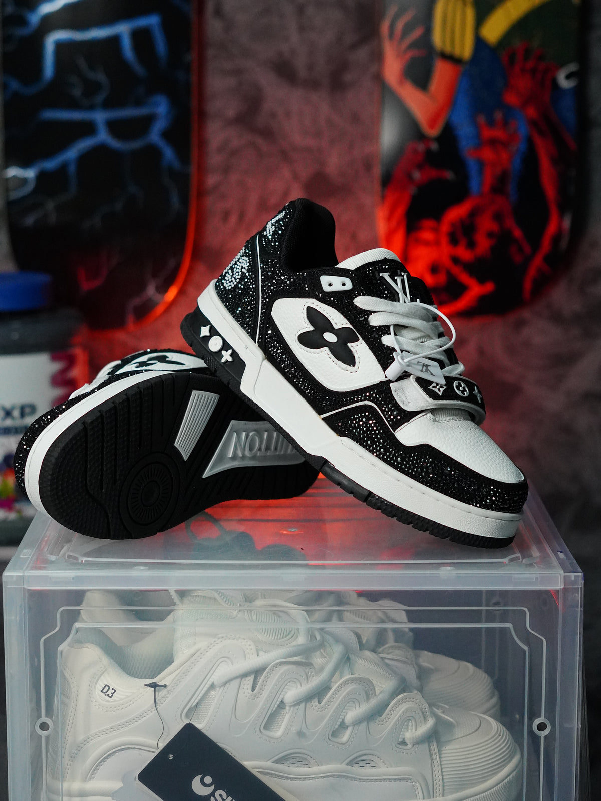 Louis Vuitton LV Trainer Swarovski NEGRA BLANCO
