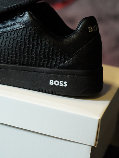 BOSS Leather Sneakers with Monogram Paneling