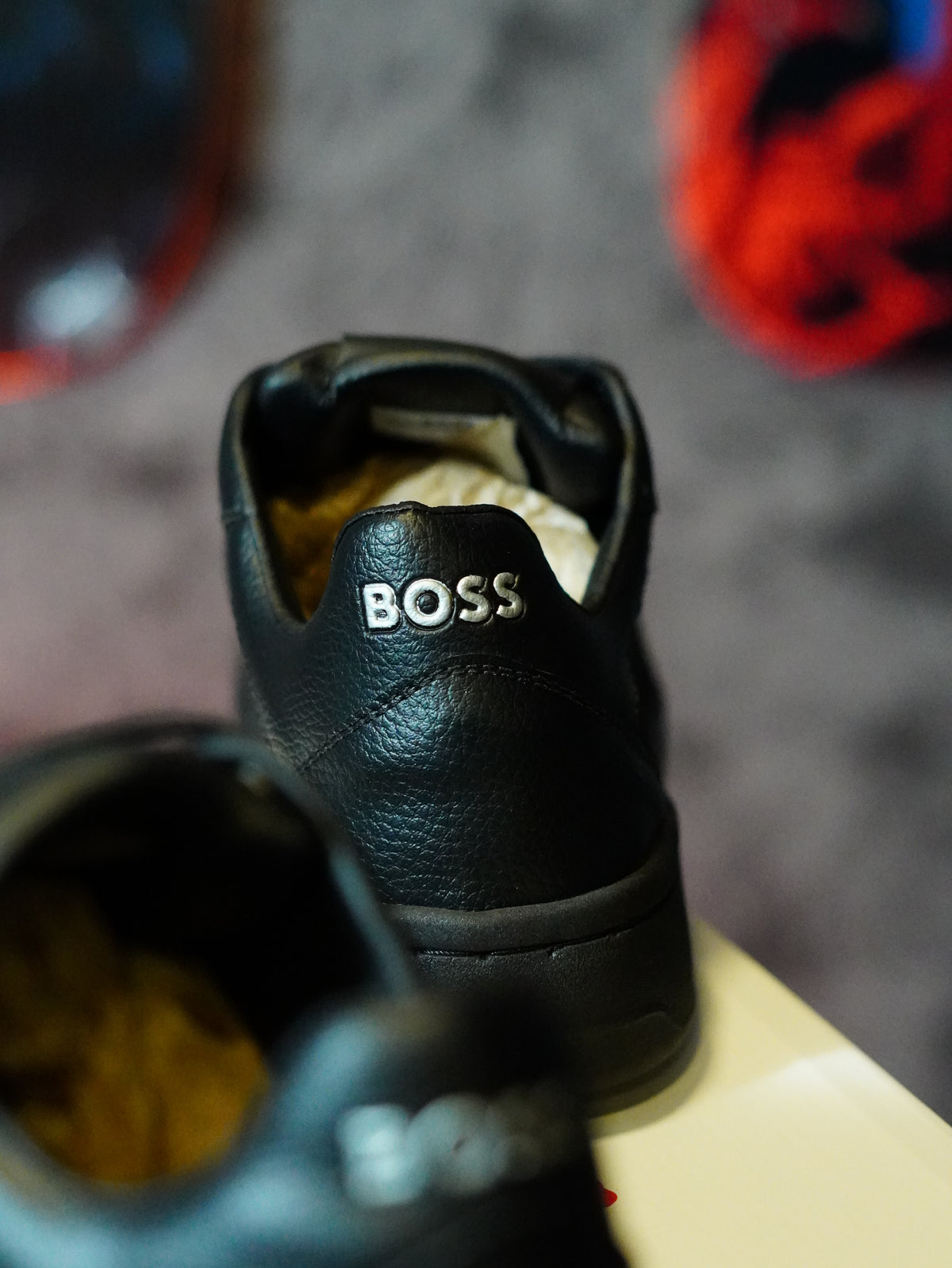 BOSS Leather Sneakers with Monogram Paneling