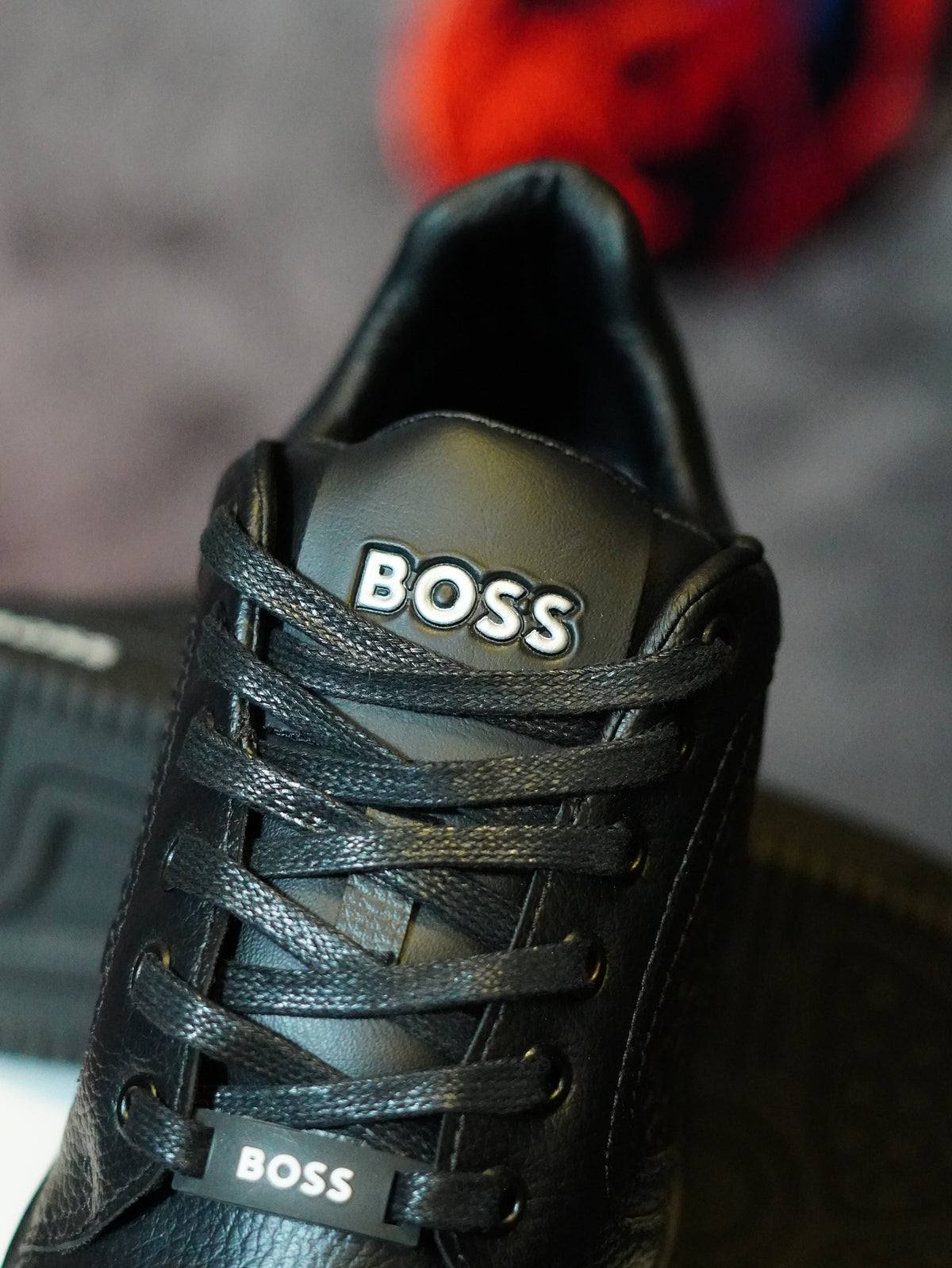 BOSS Leather Sneakers with Monogram Paneling