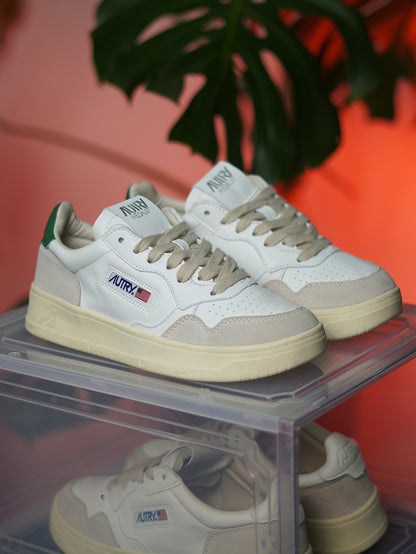 Autry Medalist Leather Low - Blanco, Verde