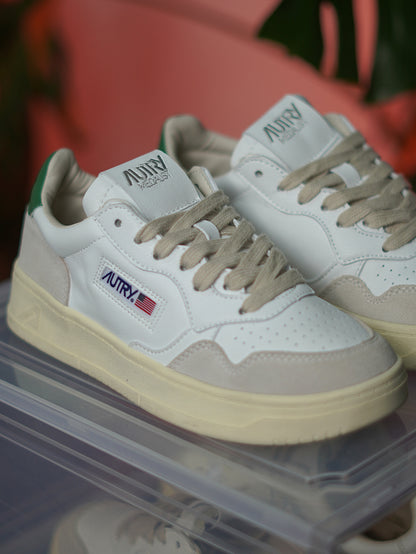 Autry Medalist Leather Low - Blanco, Verde