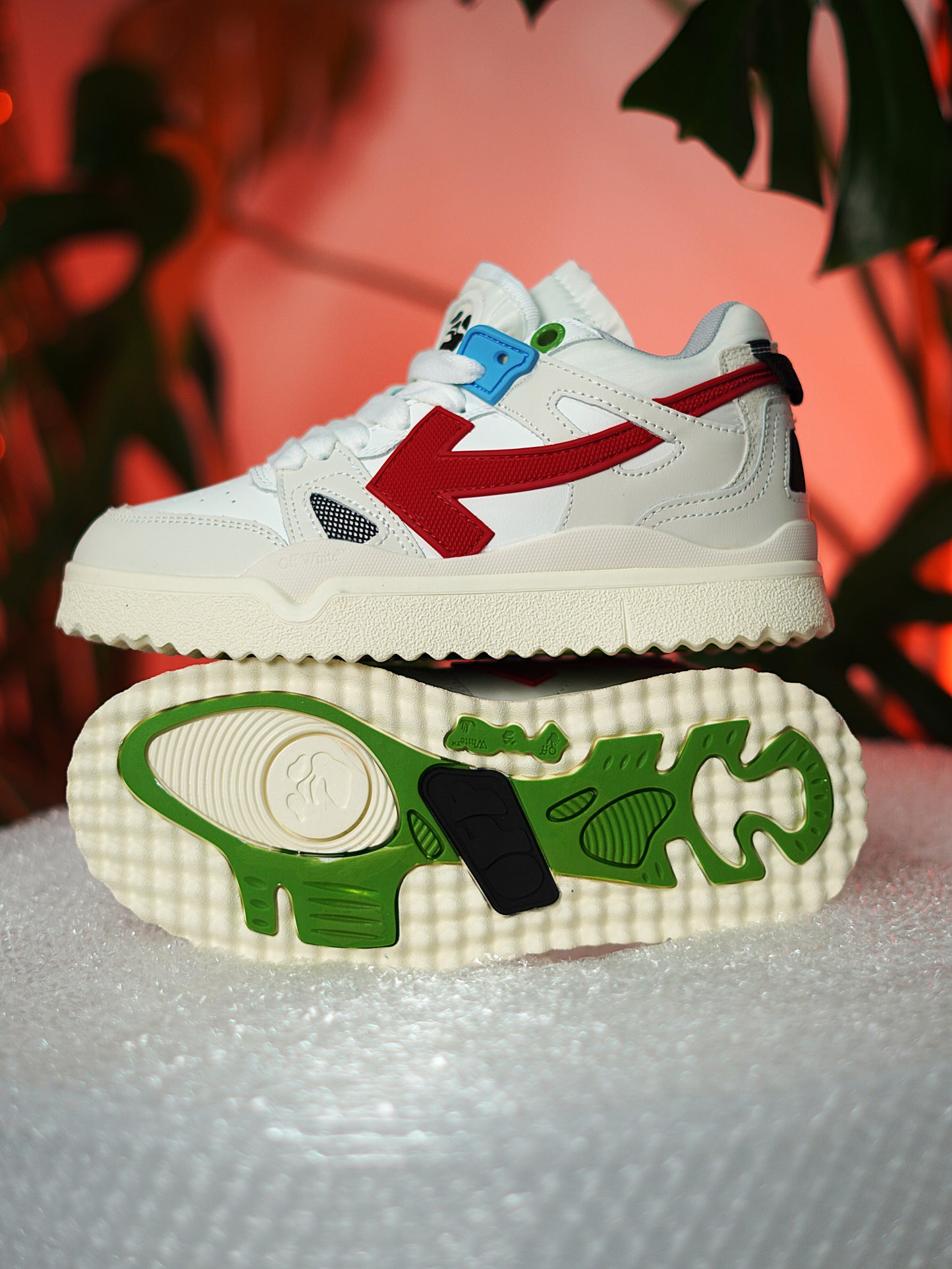 Off-White Sponge Mid Top - Blanco Rojo