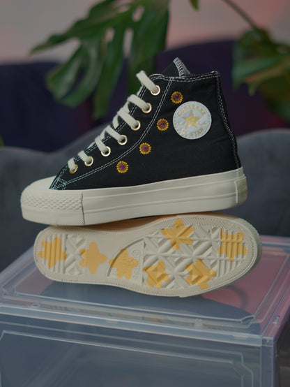 Converse Chuck Taylor Plataforma Flores - Negro