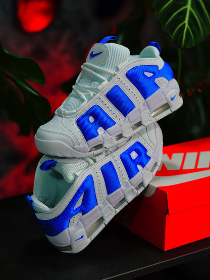 Nike Air More Uptempo Low - Blanca, azul