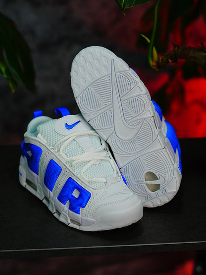 Nike Air More Uptempo Low - Blanca, azul