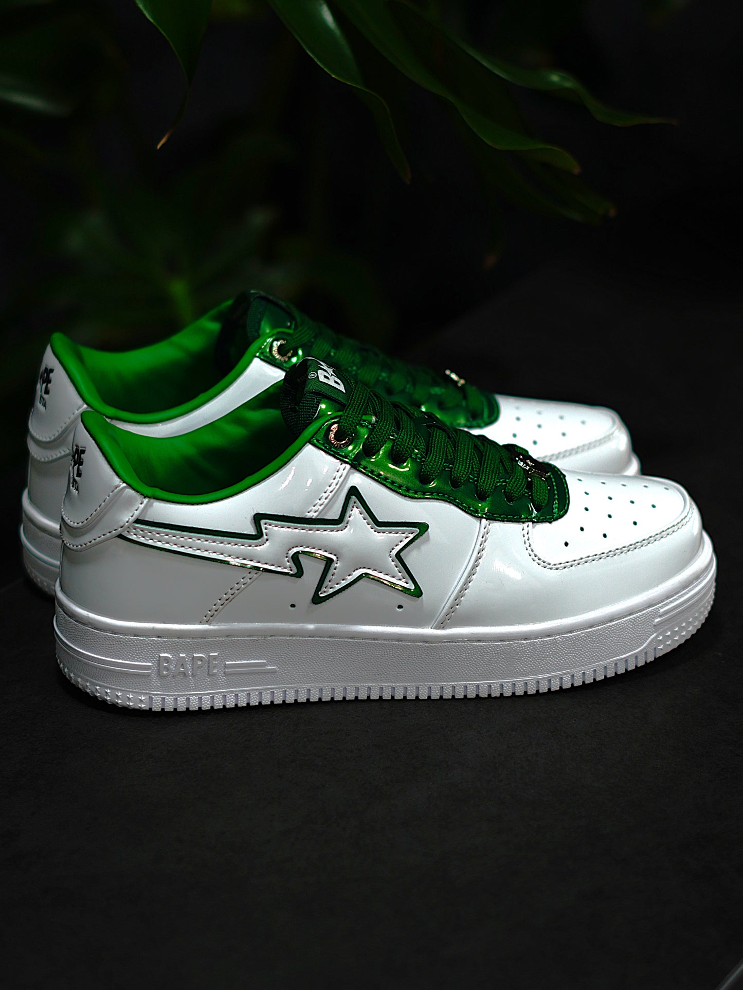 A Bathinng Ape Bape Sta 2 - Blanco, Verde, Charol