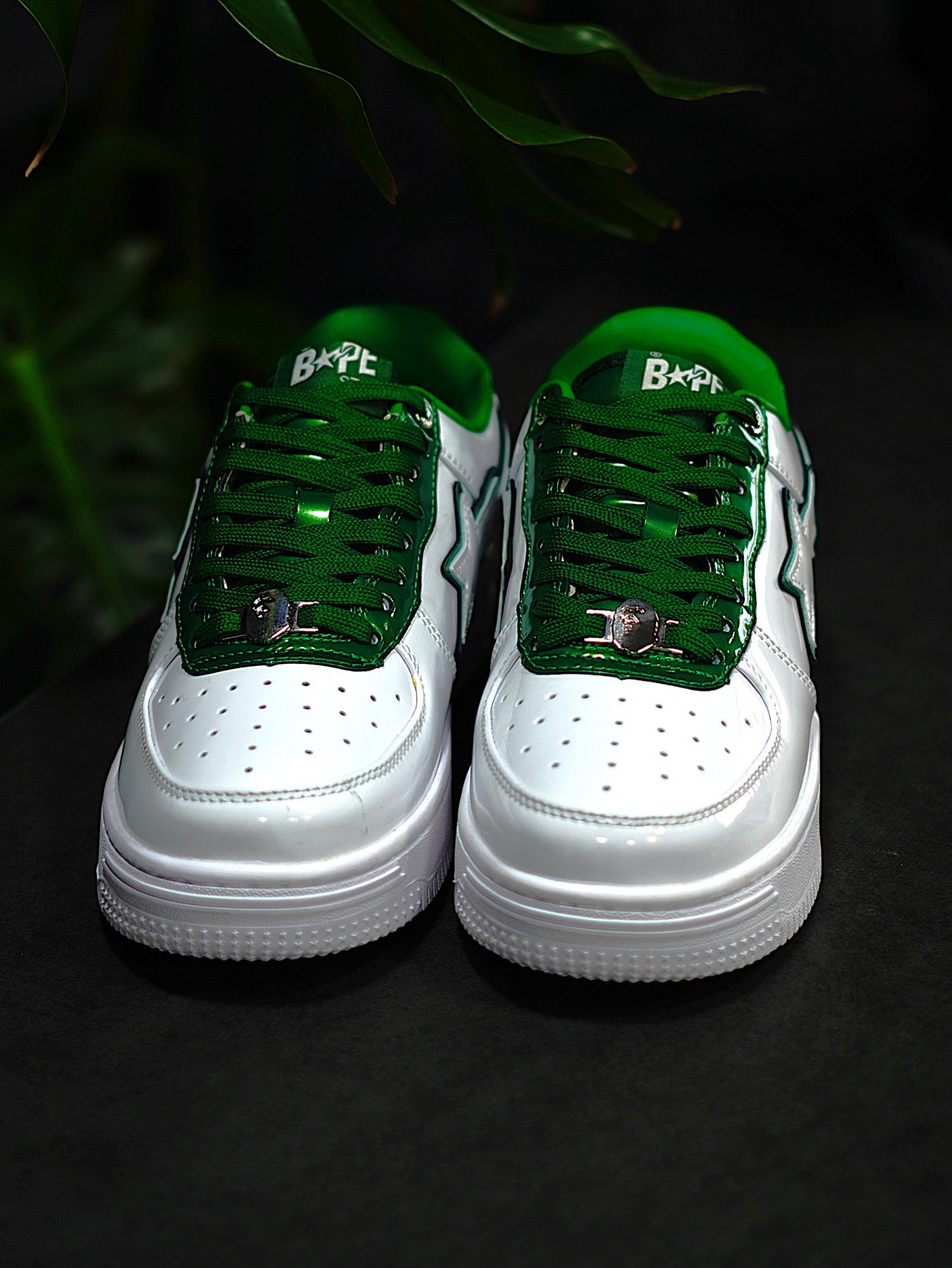 A Bathinng Ape Bape Sta 2 - Blanco, Verde, Charol