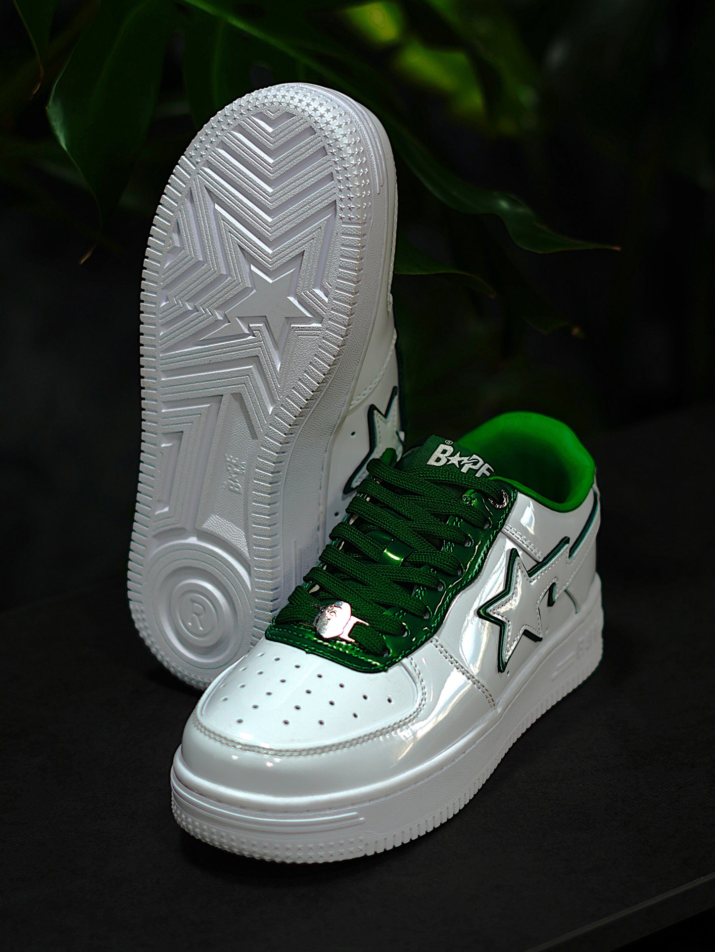 A Bathinng Ape Bape Sta 2 - Blanco, Verde, Charol