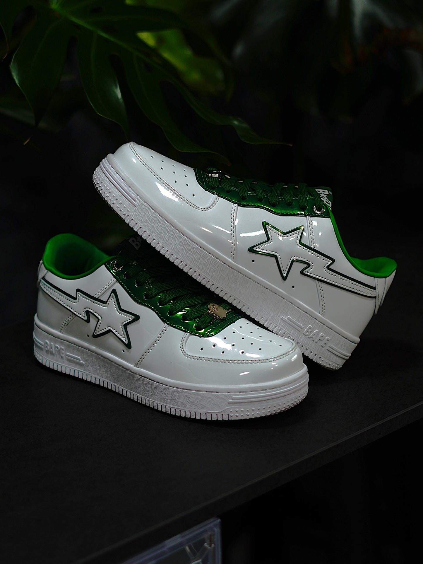 A Bathinng Ape Bape Sta 2 - Blanco, Verde, Charol