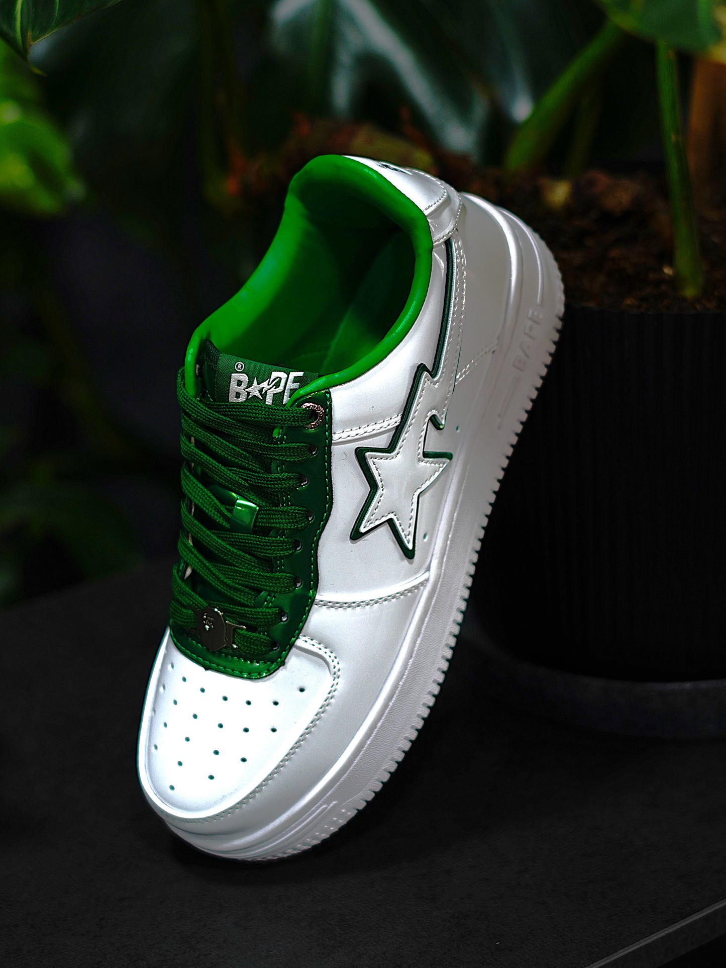 A Bathinng Ape Bape Sta 2 - Blanco, Verde, Charol