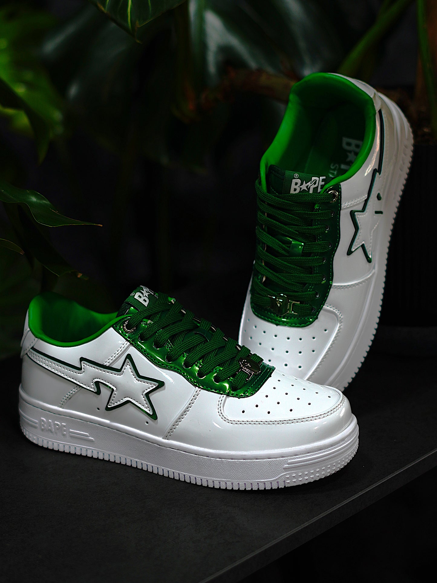 A Bathinng Ape Bape Sta 2 - Blanco, Verde, Charol