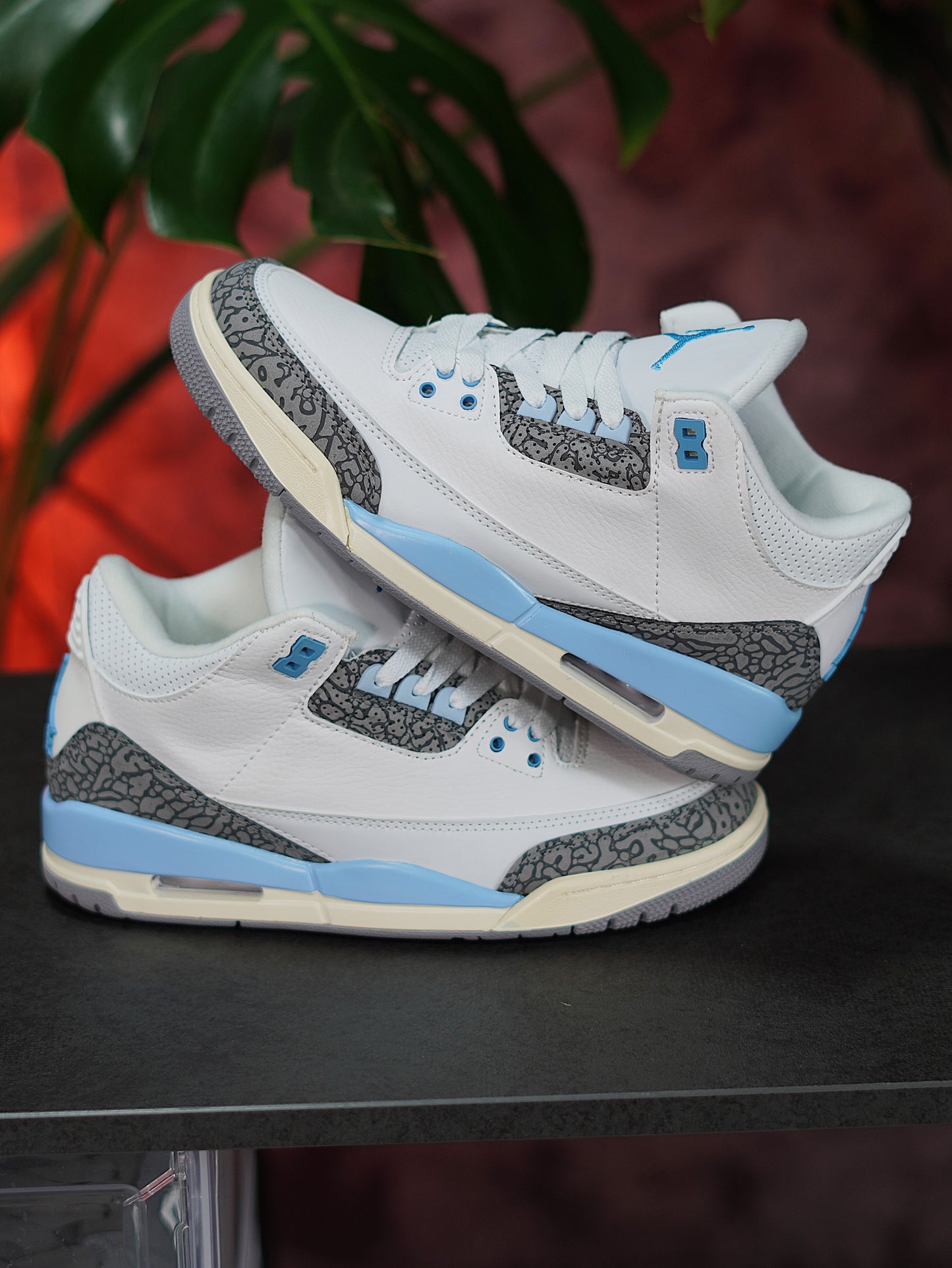 Air Jordan Retro 3 UNC - Blanco, Azul bebé, Gris elefante