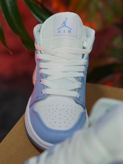 Air Jordan 1 Mid Glitter Swoosh - Azul, Blanco