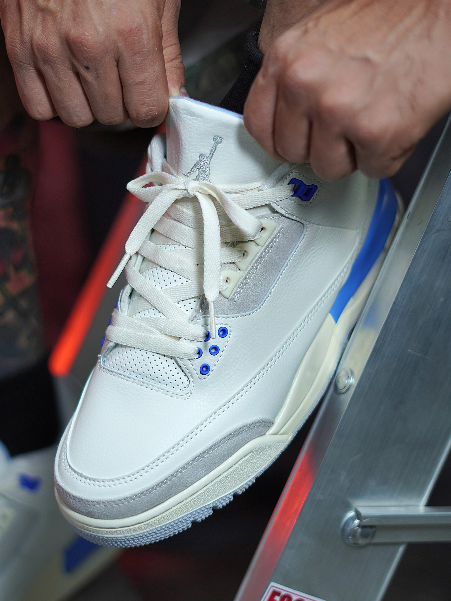 Air Jordan 3 "Lucky Shorts" - Blanco, Azul