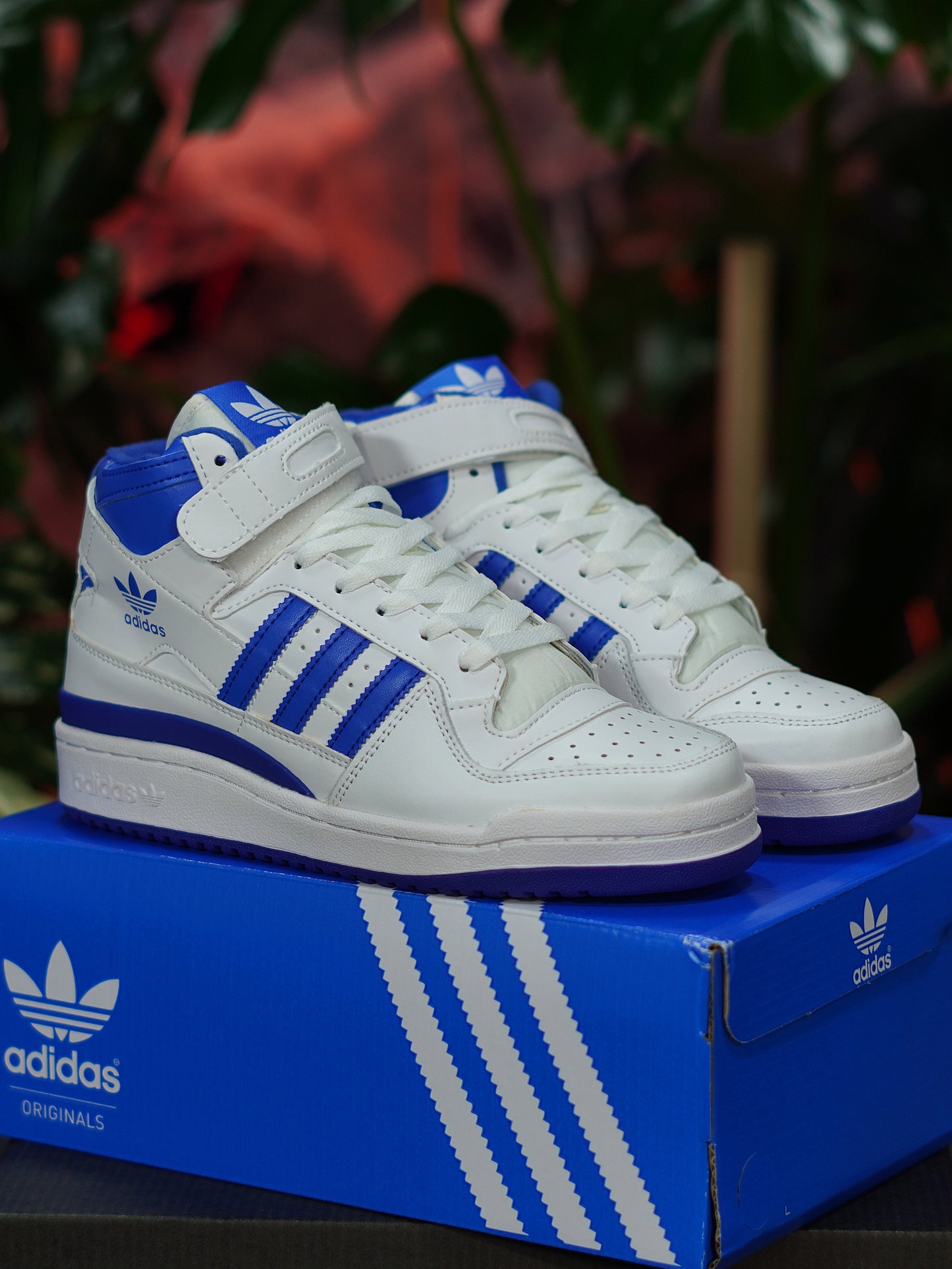 Adidas Forum High - Blanca, Azul