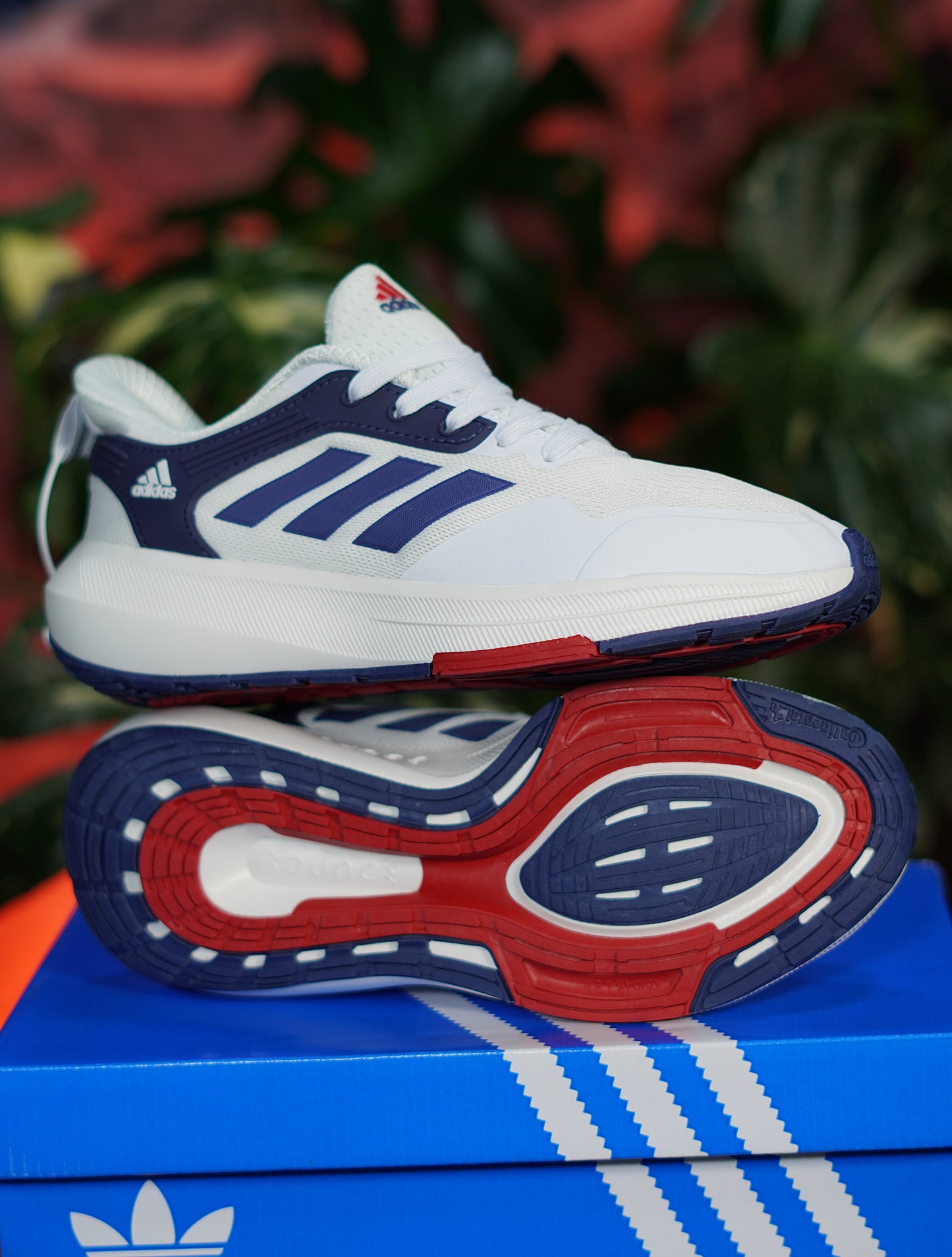 Adidas Bounce - Blanca, Azul oscuro, Rojo