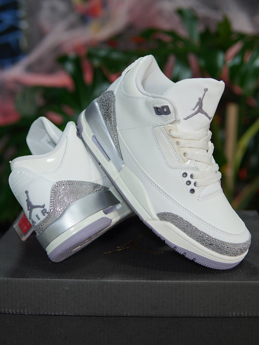 Air Jordan Retro 3 - Blanco, Plateado