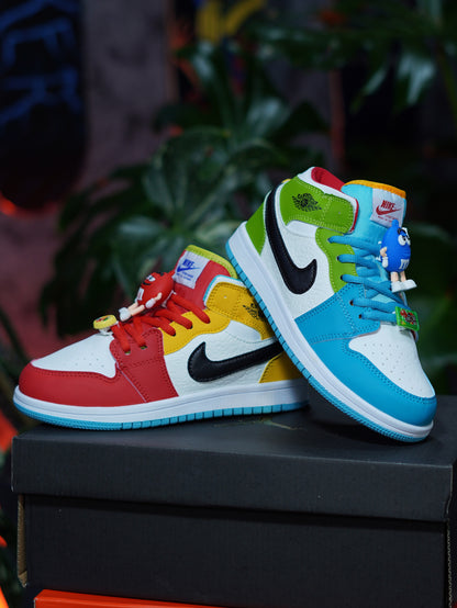 Air Jordan Retro 1 m&m - Azul, Verde, Rojo, Amarillo, Negro