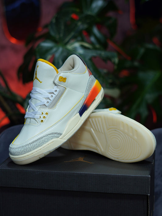 Air Jordan Retro 3 x J Balvin - Blanco, Amarillo, Tricolor