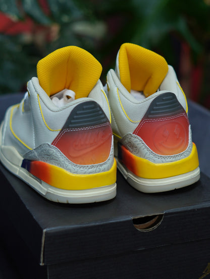 Air Jordan Retro 3 x J Balvin - Blanco, Amarillo, Tricolor
