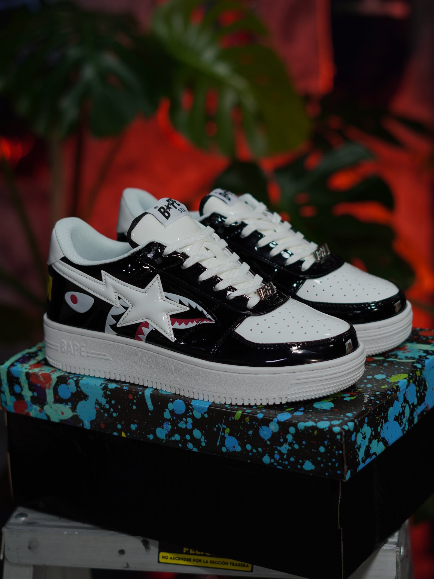 A Bathing Ape BAPE Sta Low Shark - Negro, Blanco