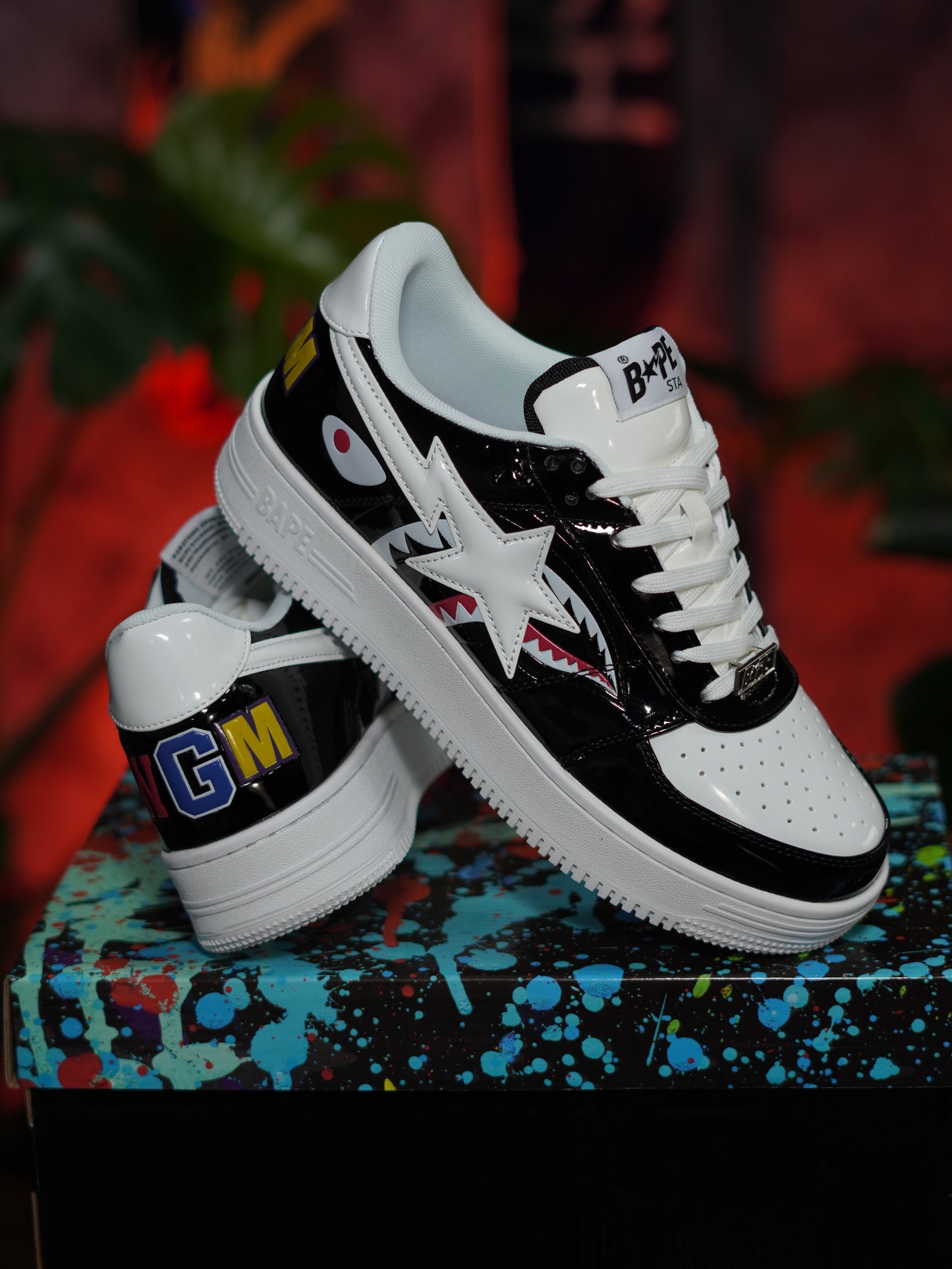 A Bathing Ape BAPE Sta Low Shark - Negro, Blanco