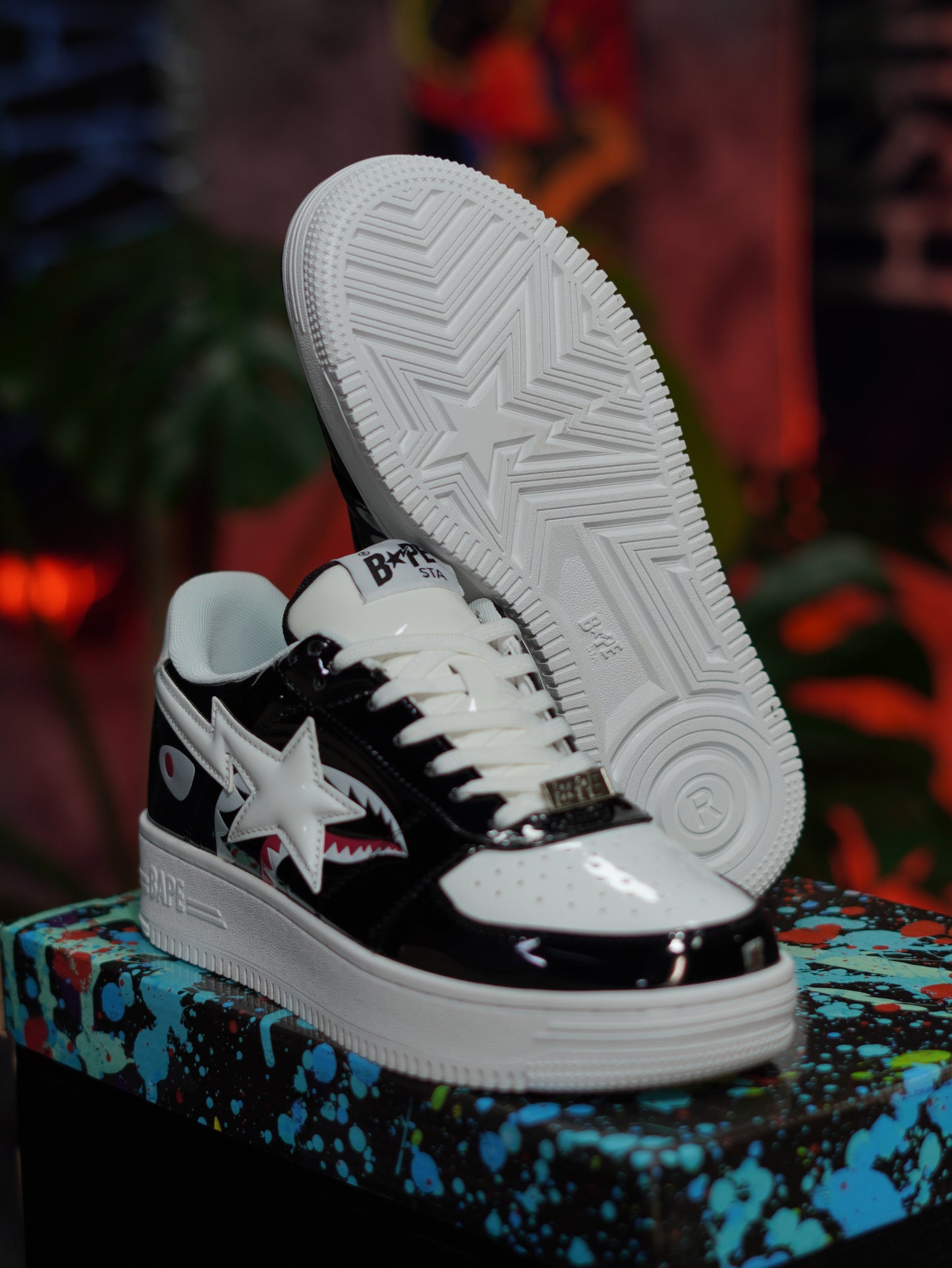 A Bathing Ape BAPE Sta Low Shark - Negro, Blanco