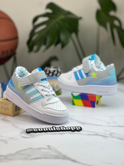 Adidas Forum Junior - Azul Celeste, Gris, Blanco