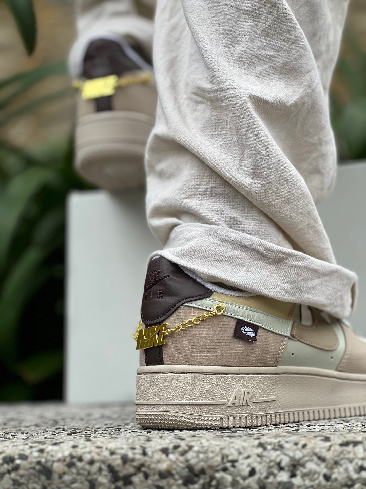 Nike Air Force 1 Tan Bling